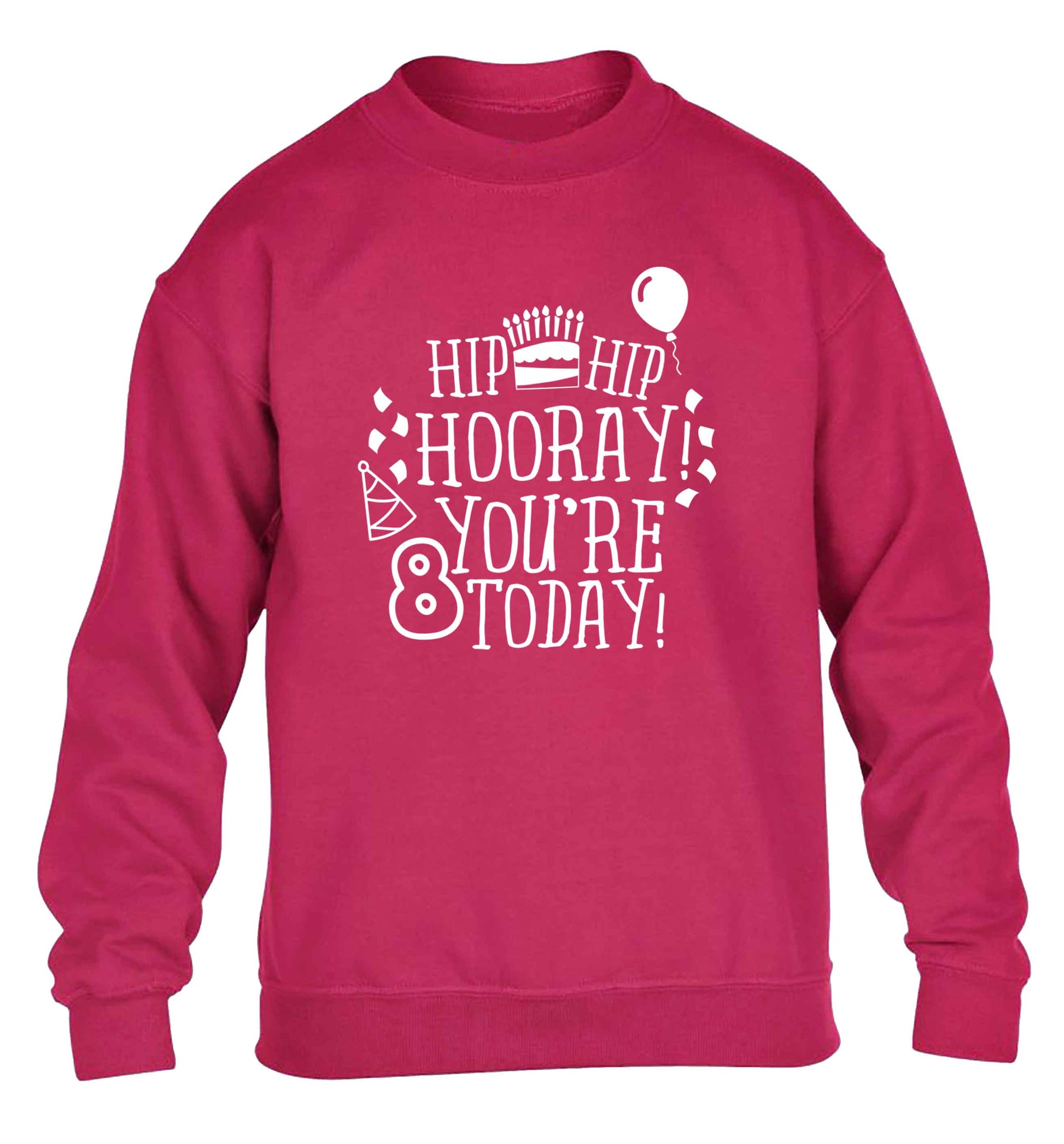 Hip hip hooray you're 8 today! children's pink sweater 12-13 Years