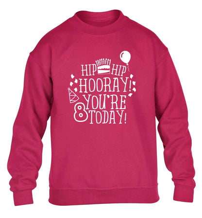 Hip hip hooray you're 8 today! children's pink sweater 12-13 Years