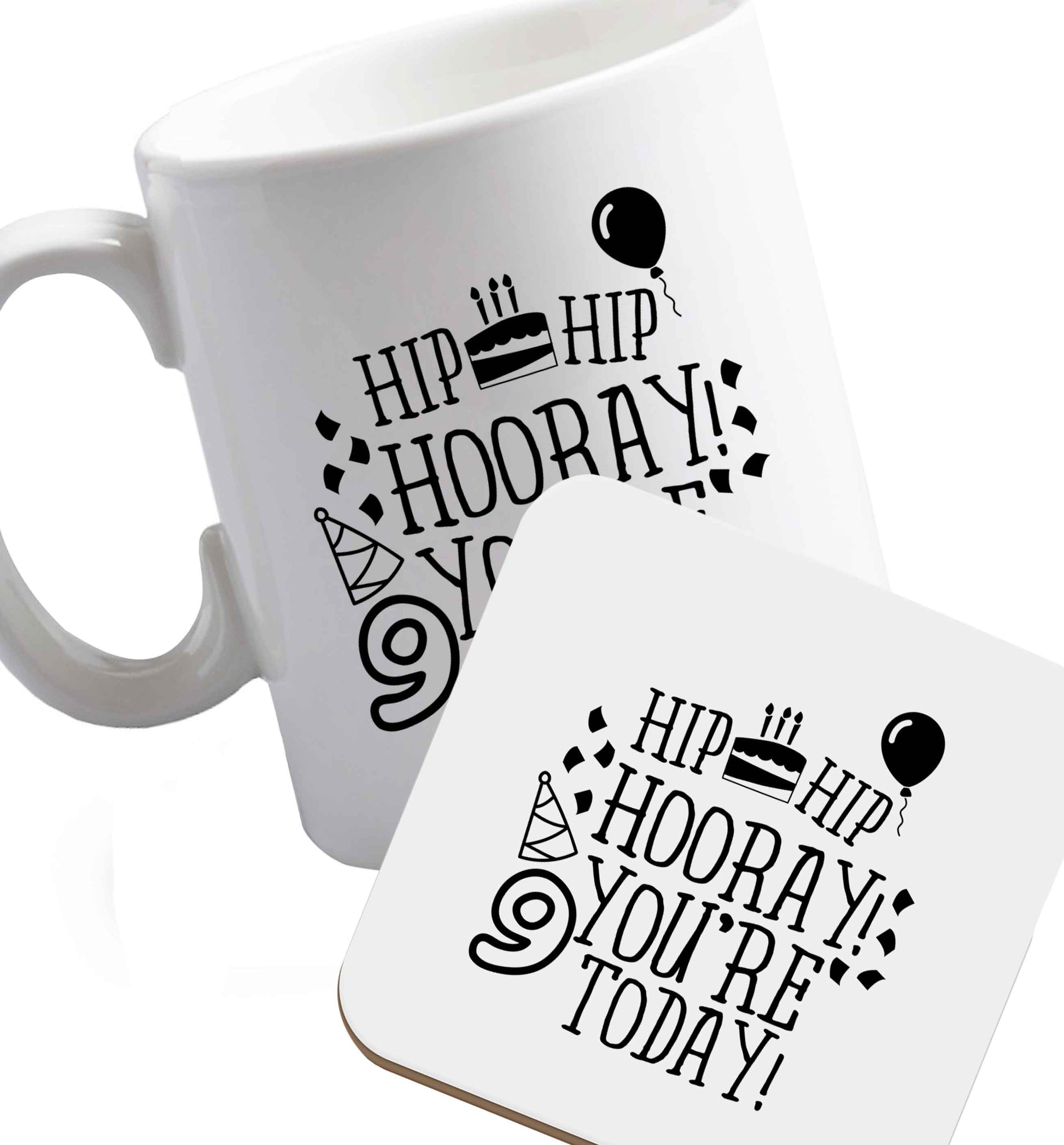 10 oz Favourite Type Pan Pancake ceramic mug and coaster set right handed