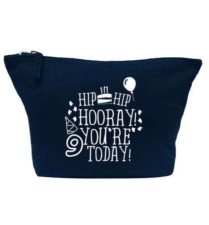 Hip hip hooray you're 9 today! navy makeup bag