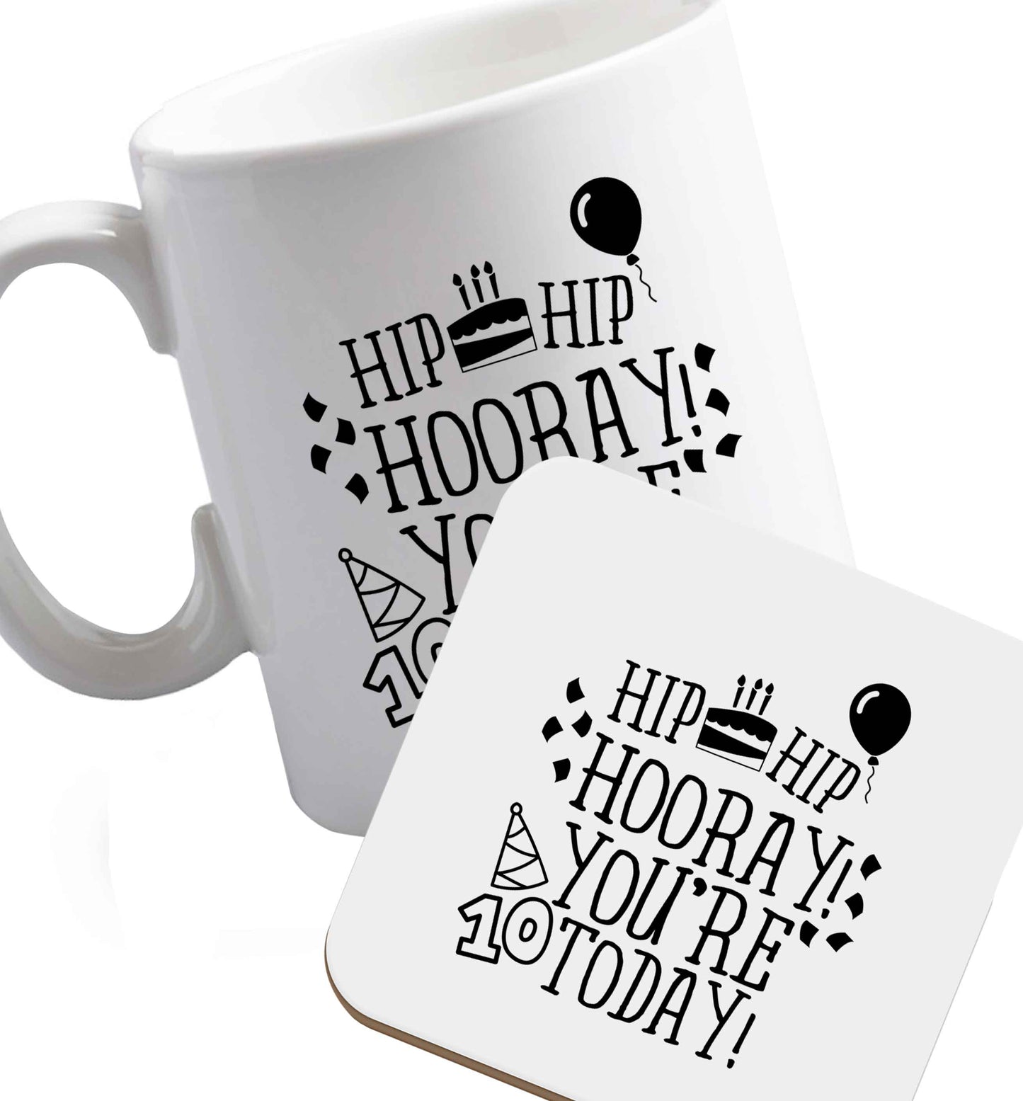10 oz Favourite Type Pan Pancake ceramic mug and coaster set right handed