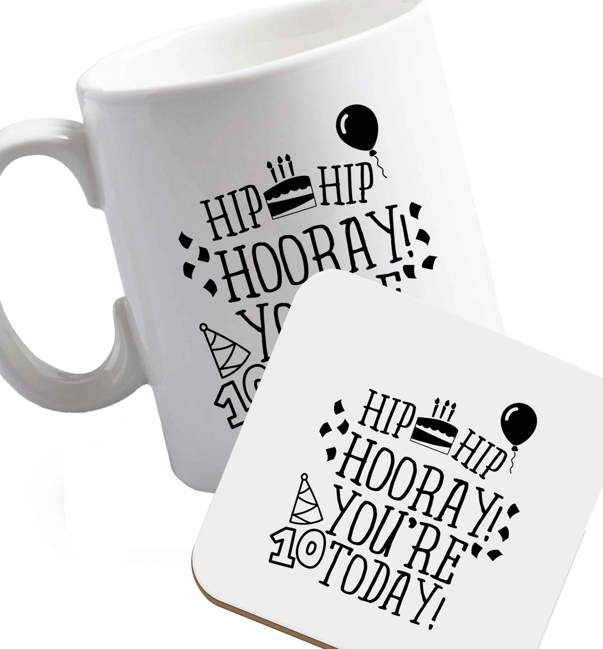 10 oz Favourite Type Pan Pancake ceramic mug and coaster set right handed