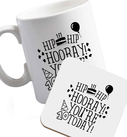 10 oz Favourite Type Pan Pancake ceramic mug and coaster set right handed