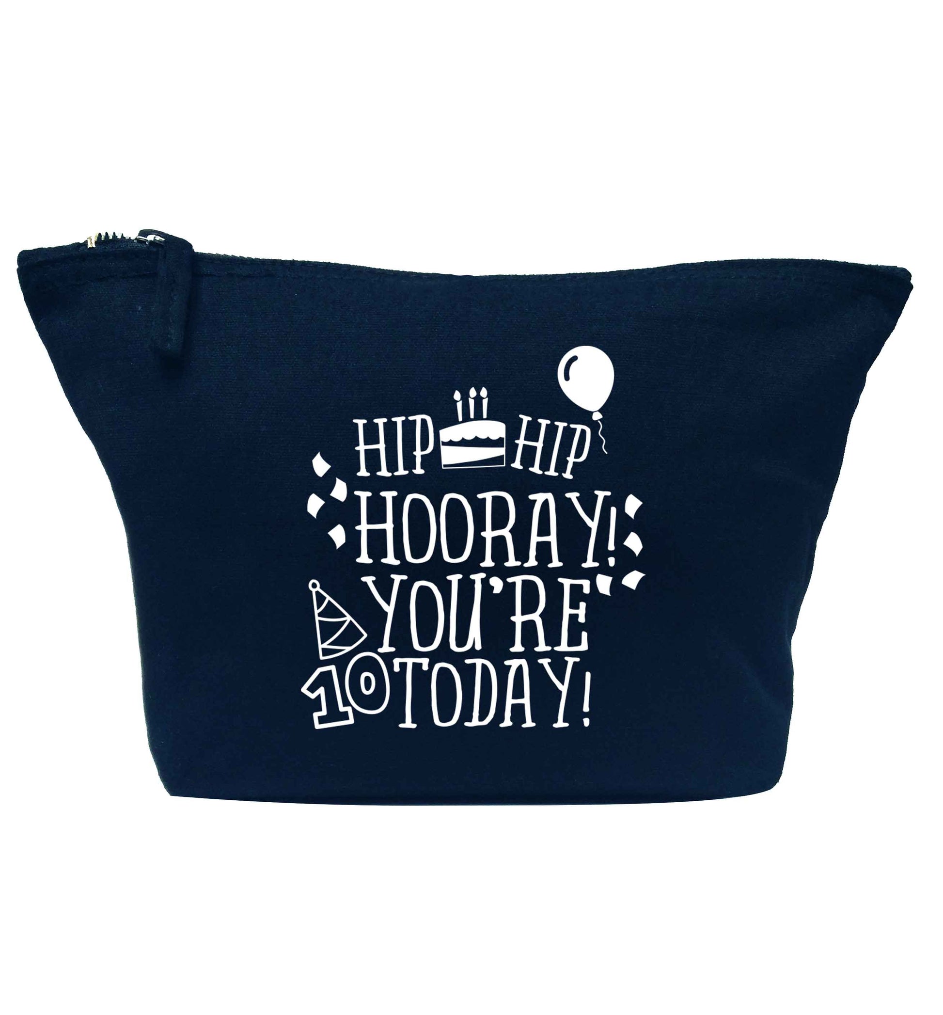 Hip hip hooray you're ten today! navy makeup bag