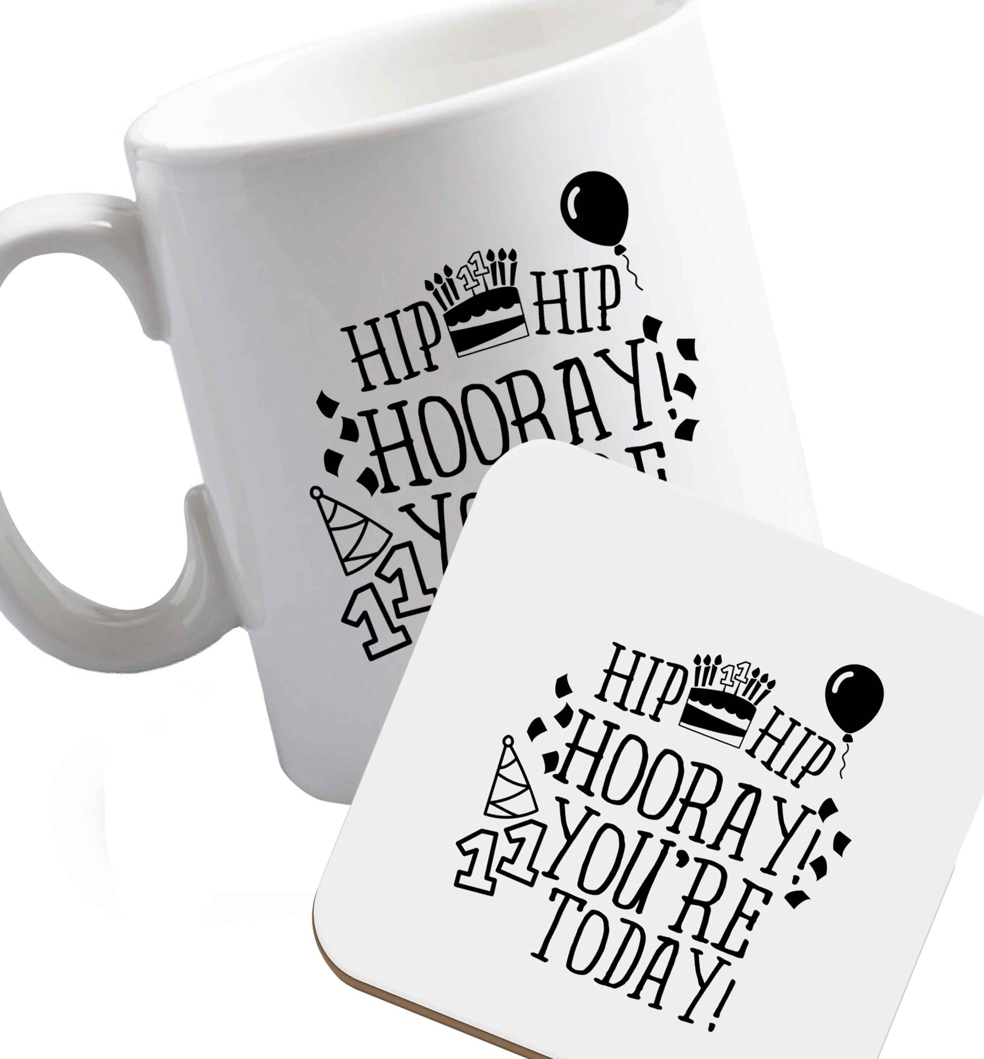 10 oz Favourite Type Pan Pancake ceramic mug and coaster set right handed