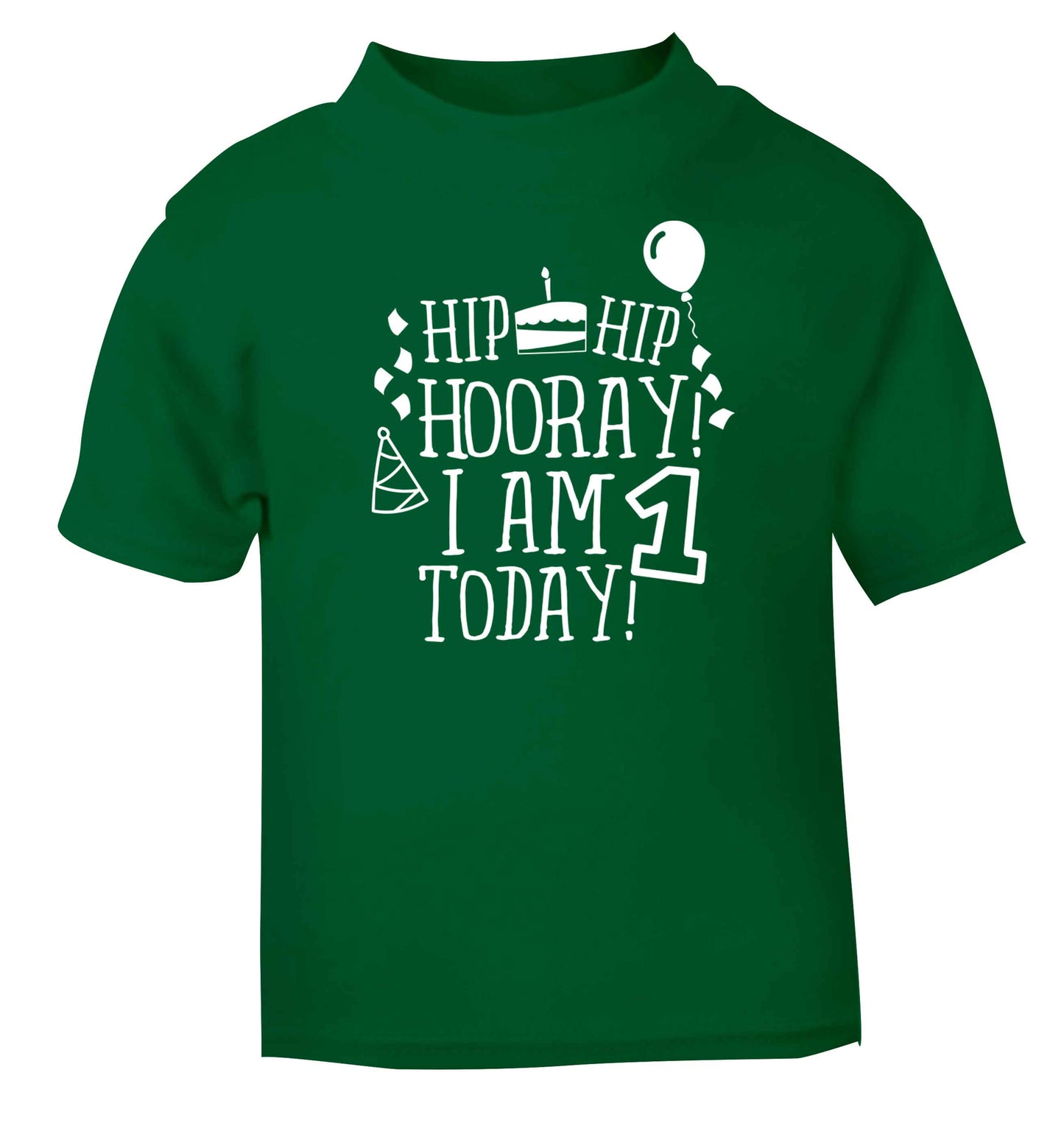 I am One Today green baby toddler Tshirt 2 Years