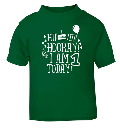 I am One Today green baby toddler Tshirt 2 Years