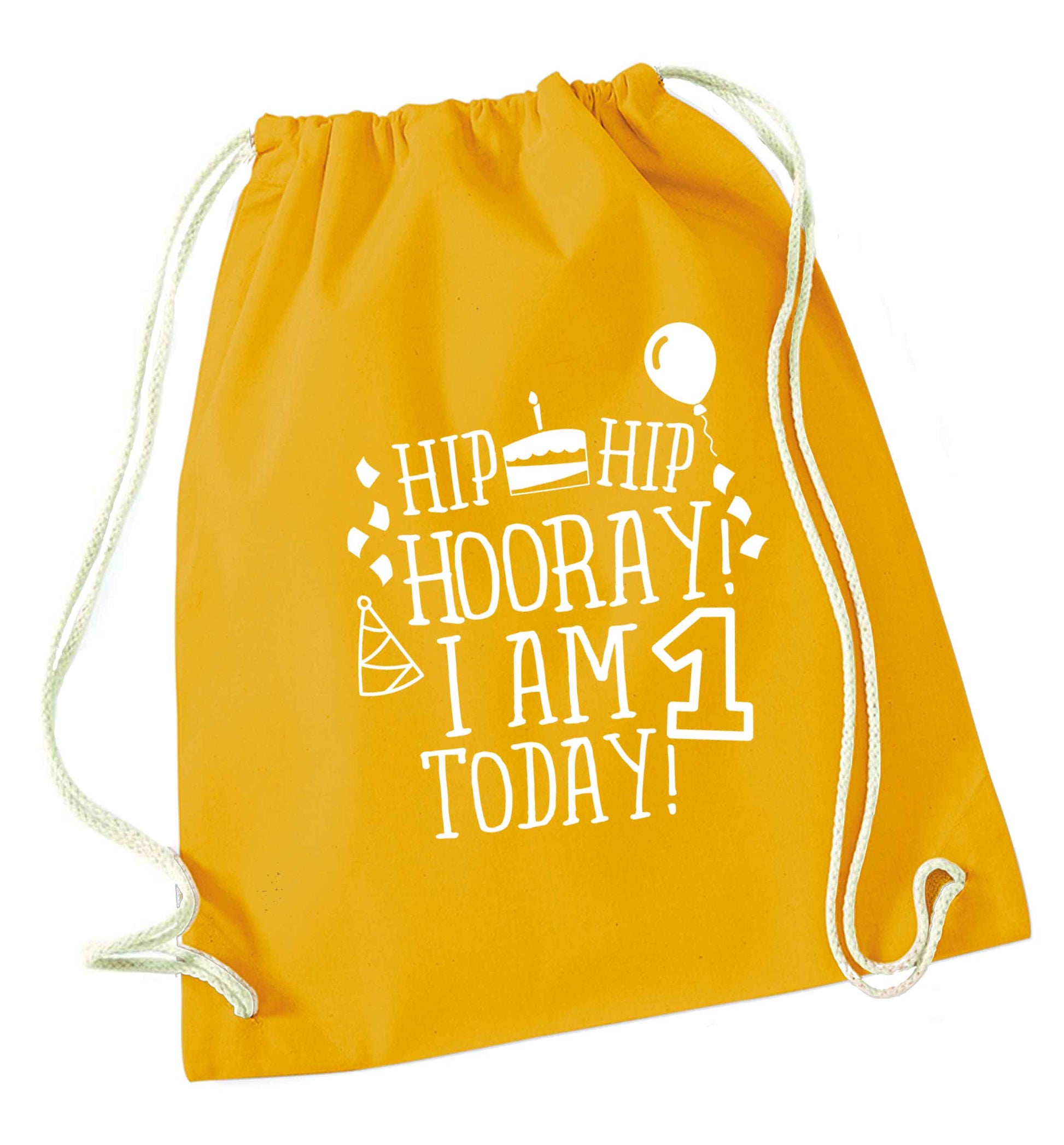 You're 2 Today mustard drawstring bag