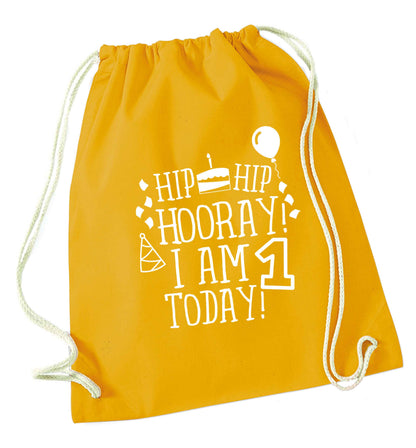 You're 2 Today mustard drawstring bag