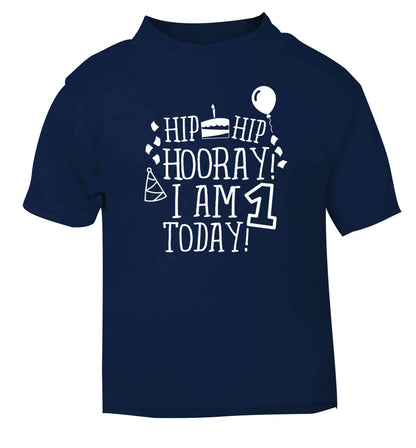 I am One Today navy baby toddler Tshirt 2 Years