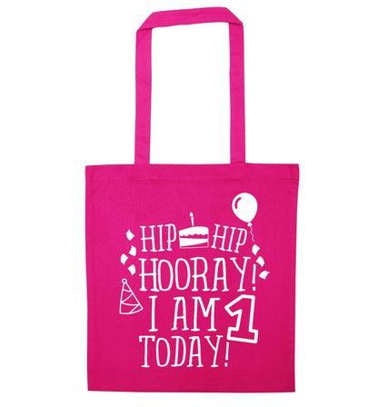 I am One Today pink tote bag