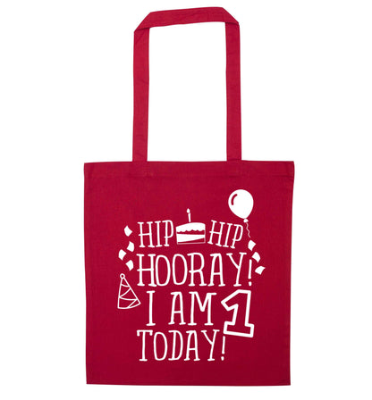 I am One Today red tote bag