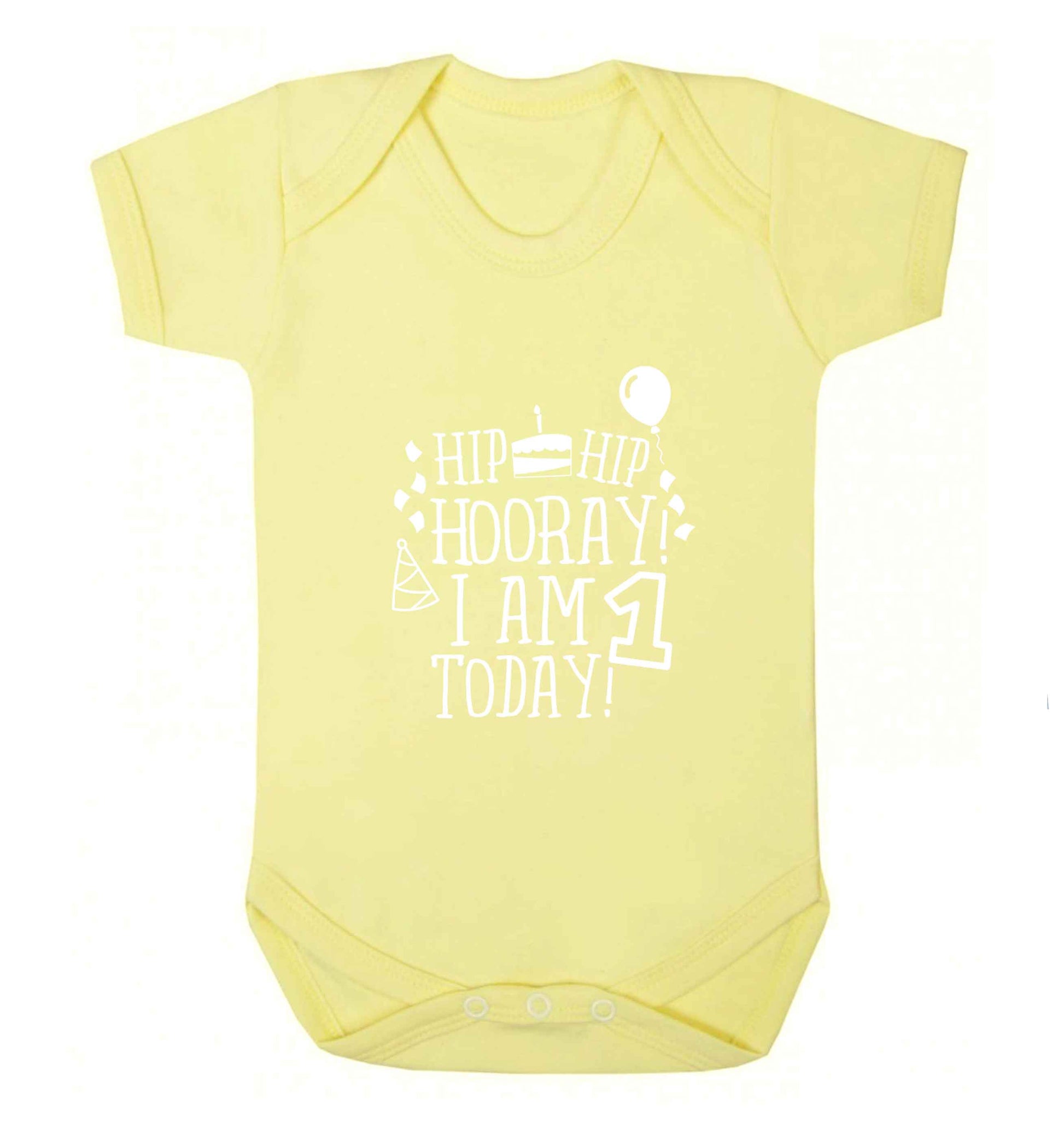 I am One Today baby vest pale yellow 18-24 months