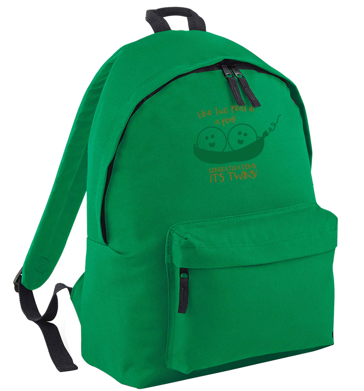 Like two peas in a pod! Congratulations it's twins! green adults backpack