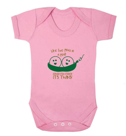 Like two peas in a pod! Congratulations it's twins! baby vest pale pink 18-24 months