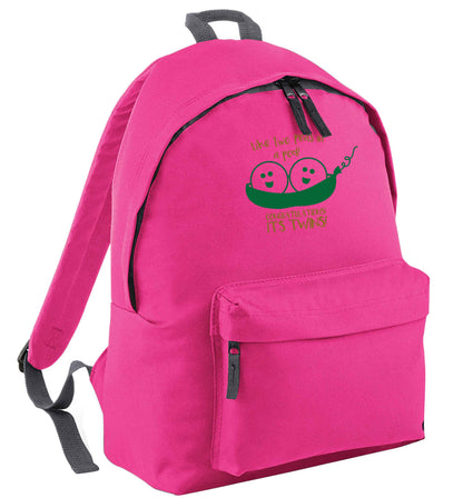 Like two peas in a pod! Congratulations it's twins! pink adults backpack
