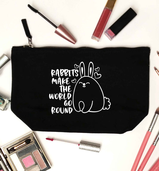 Rabbits make the world go round black makeup bag
