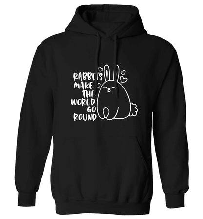 Rabbits make the world go round adults unisex black hoodie 2XL