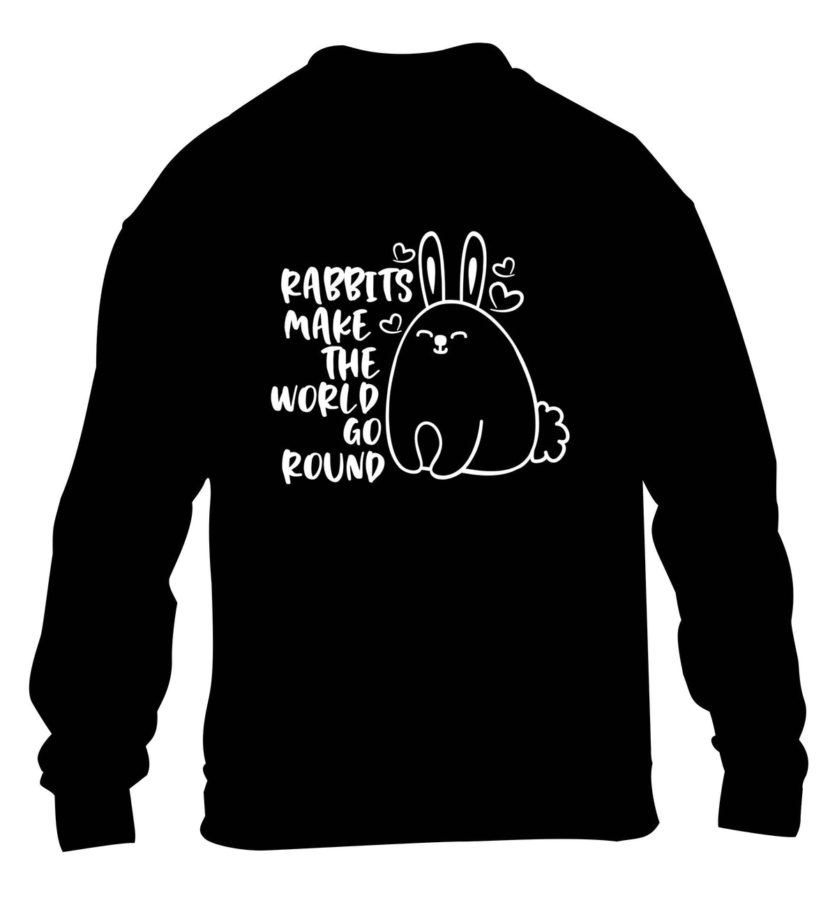 Rabbits make the world go round children's black sweater 12-13 Years