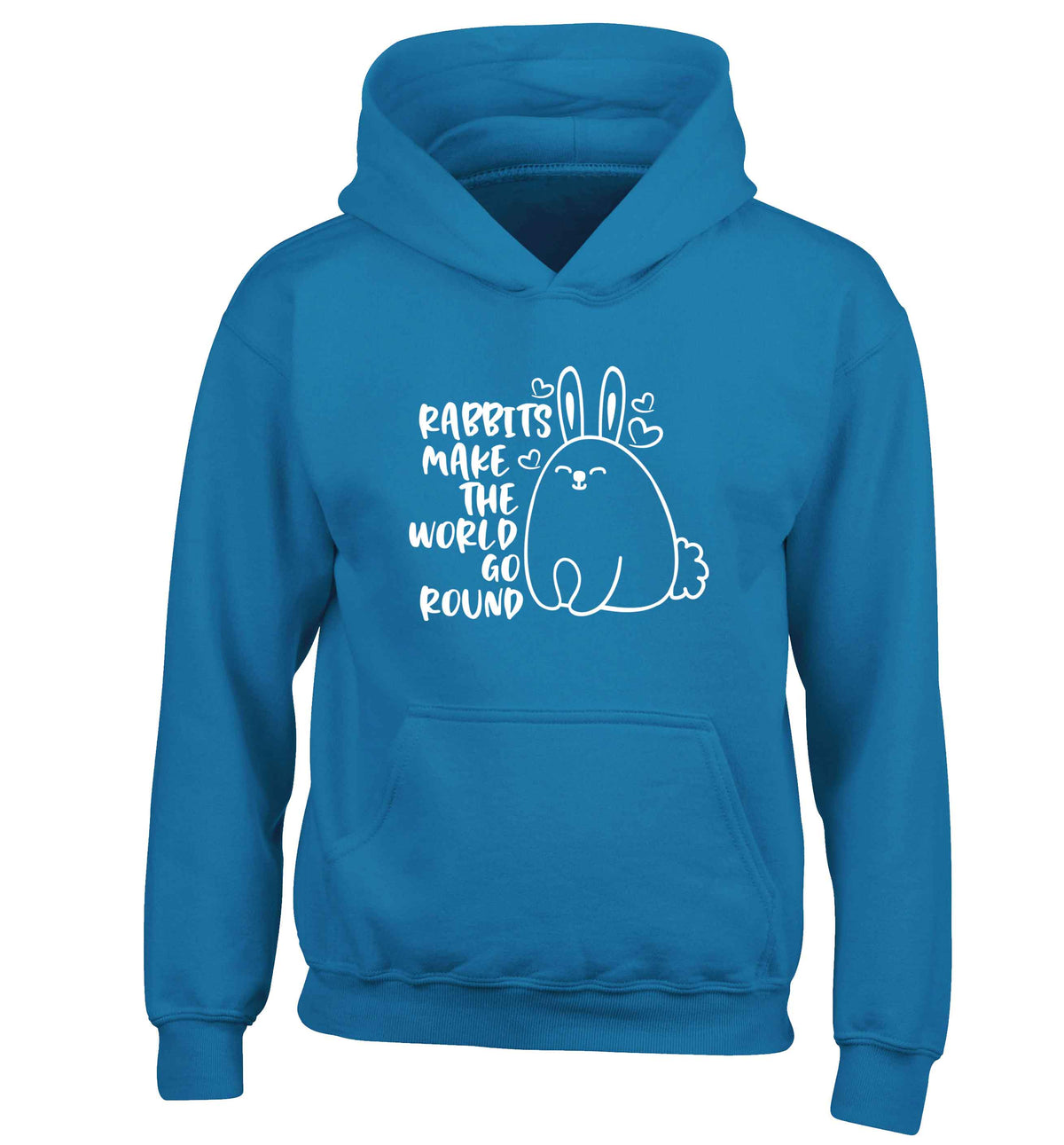 Rabbits make the world go round children's blue hoodie 12-13 Years