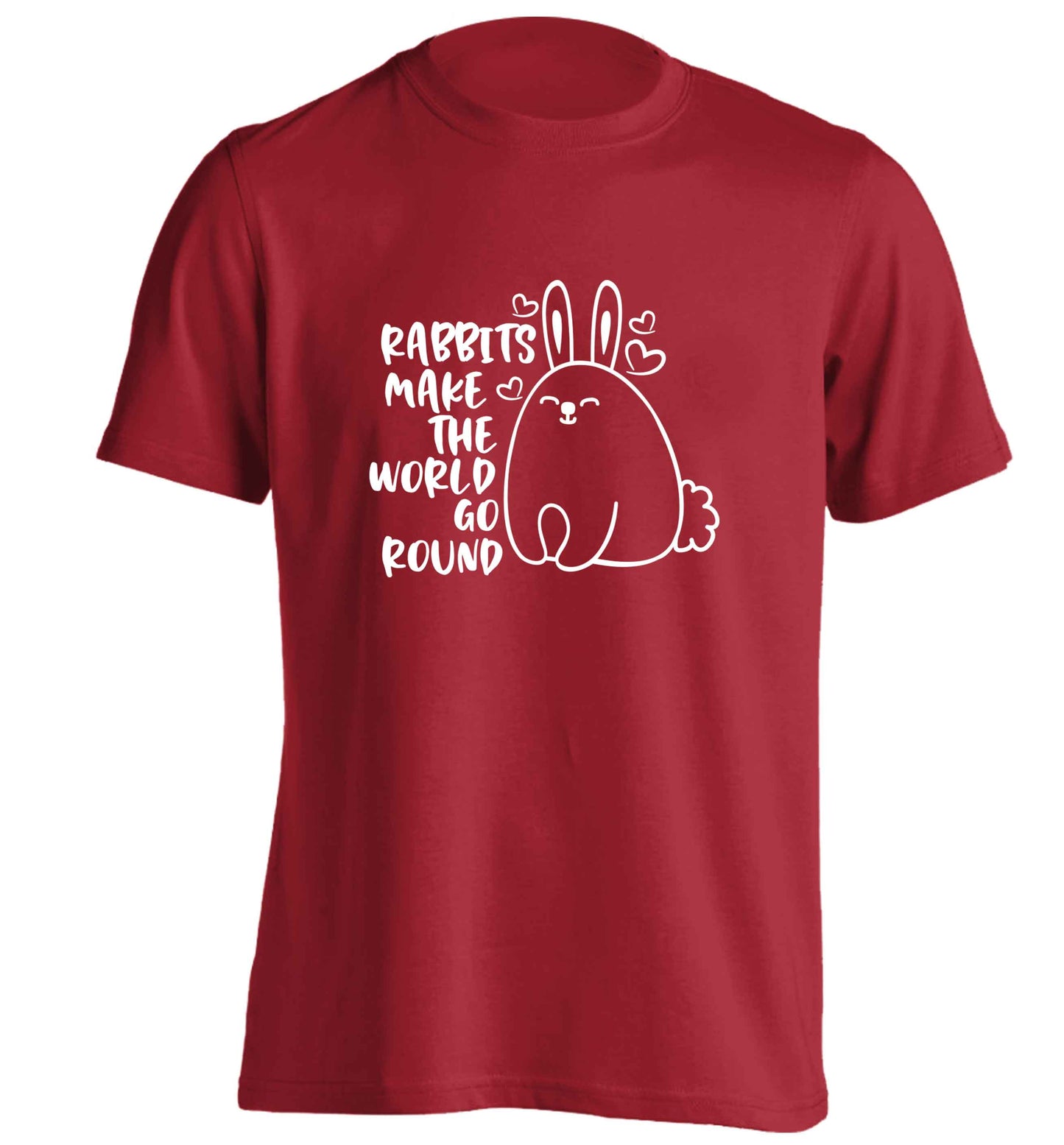 Rabbits make the world go round adults unisex red Tshirt 2XL