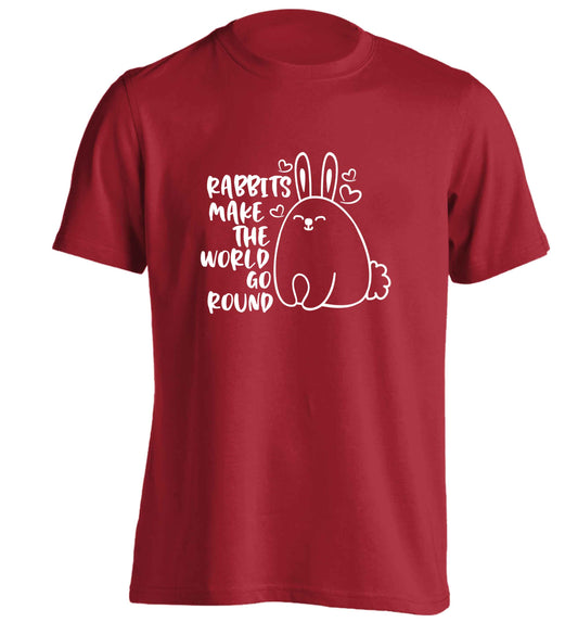 Rabbits make the world go round adults unisex red Tshirt 2XL