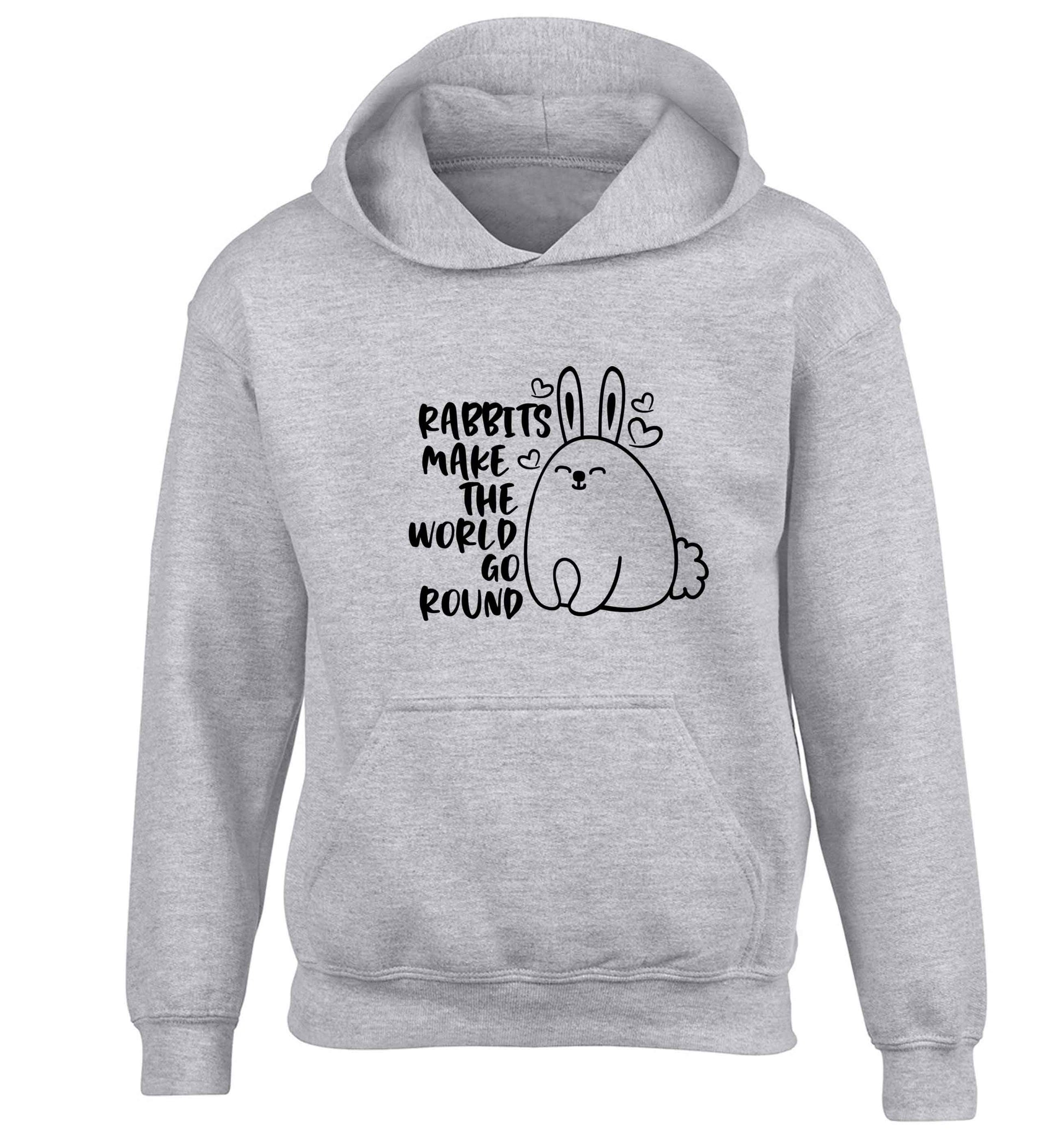 Rabbits make the world go round children's grey hoodie 12-13 Years
