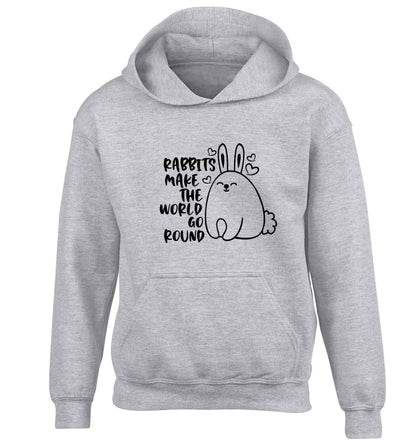 Rabbits make the world go round children's grey hoodie 12-13 Years