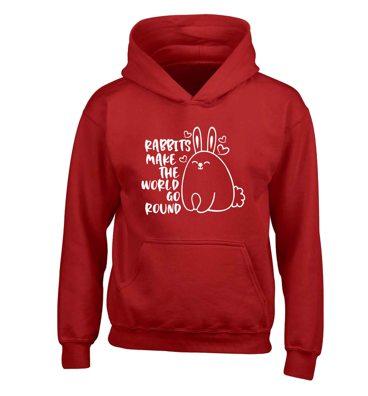 Rabbits make the world go round children's red hoodie 12-13 Years