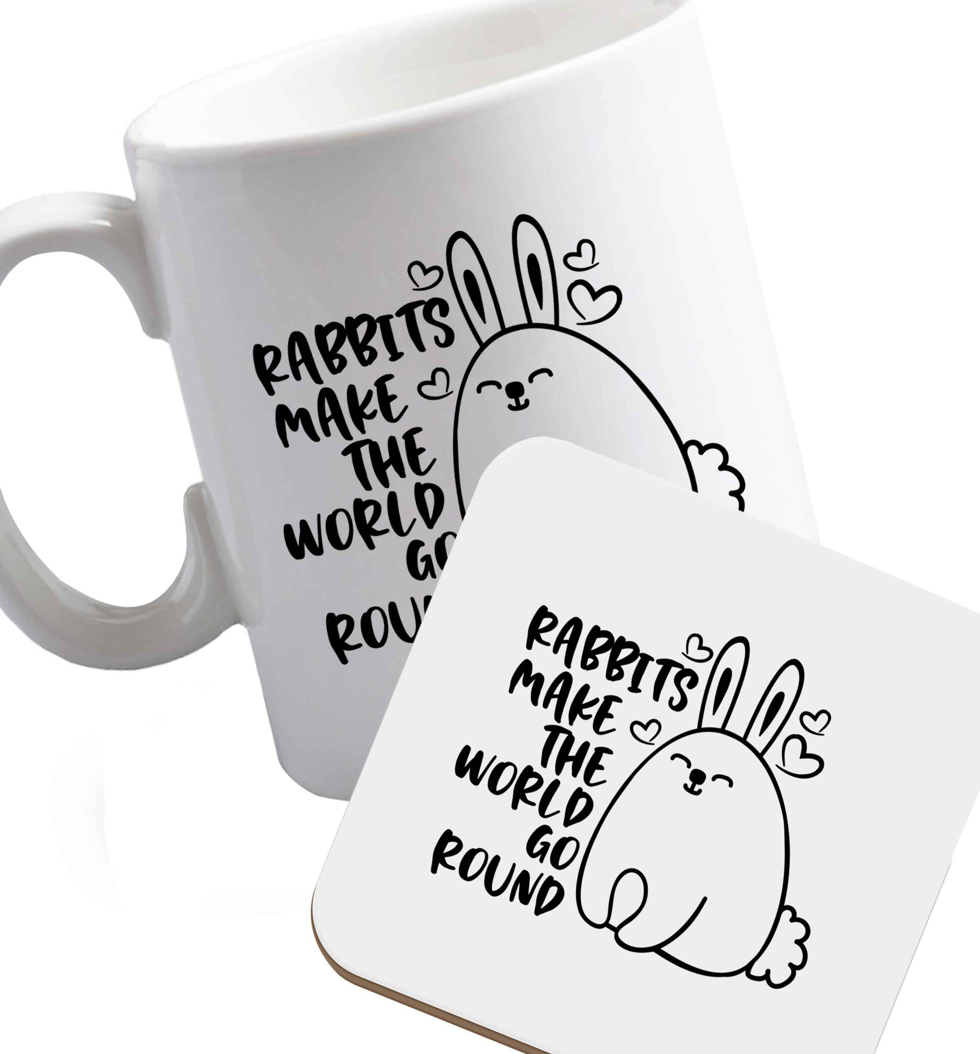 10 oz Favourite Type Pan Pancake ceramic mug and coaster set right handed