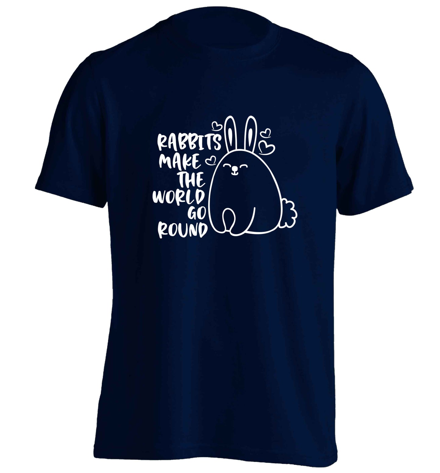 Rabbits make the world go round adults unisex navy Tshirt 2XL