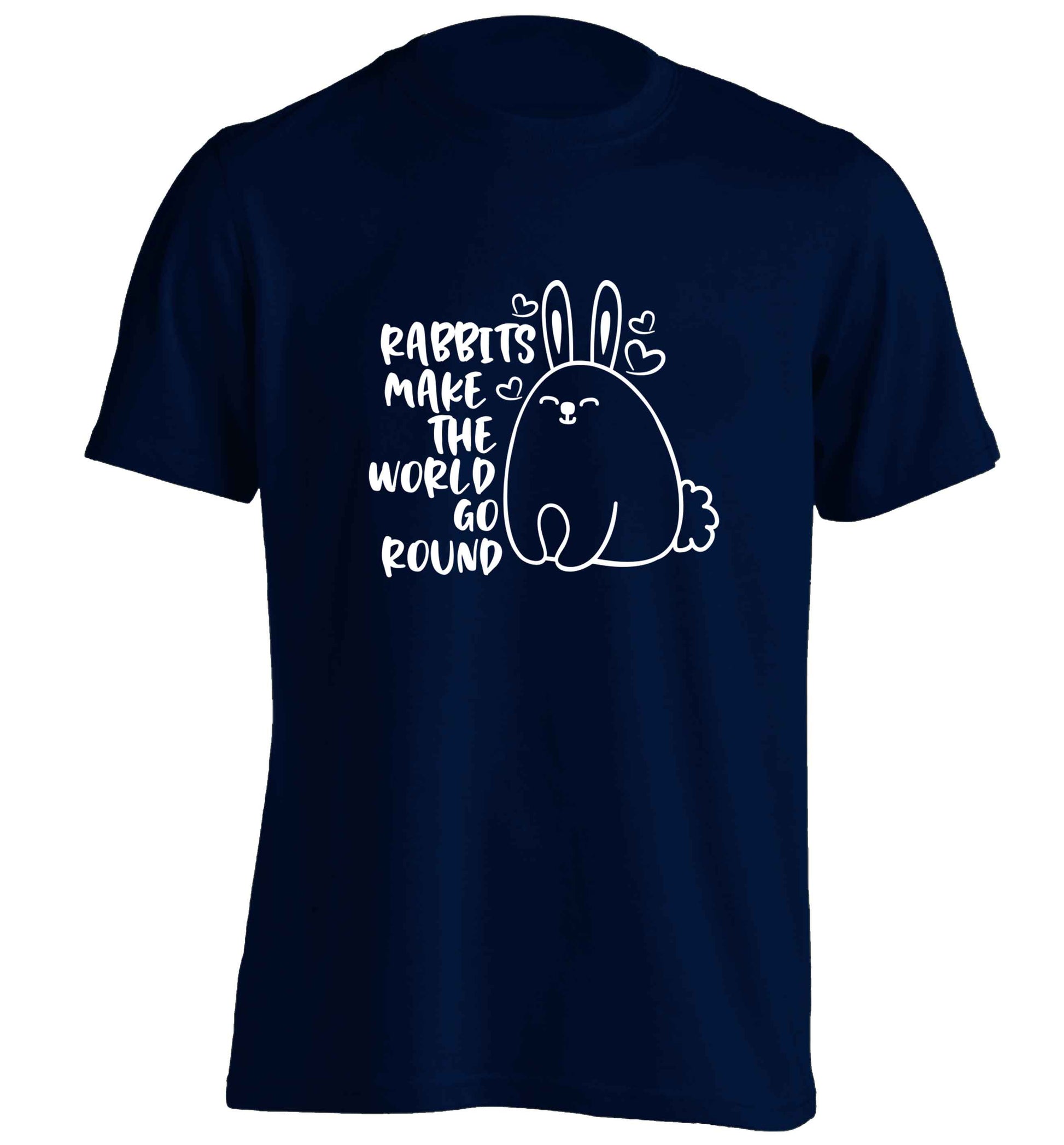 Rabbits make the world go round adults unisex navy Tshirt 2XL