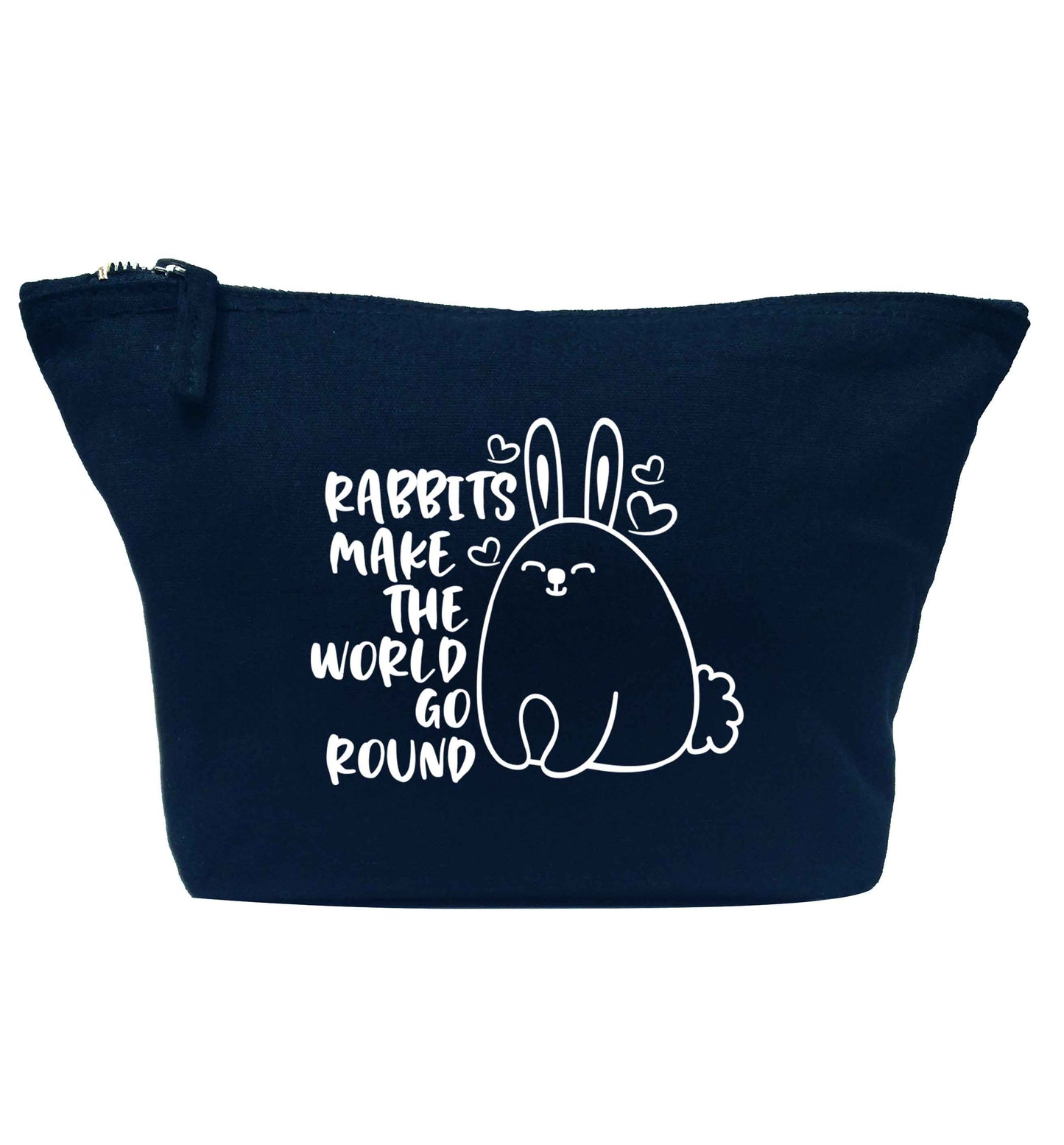 Rabbits make the world go round navy makeup bag