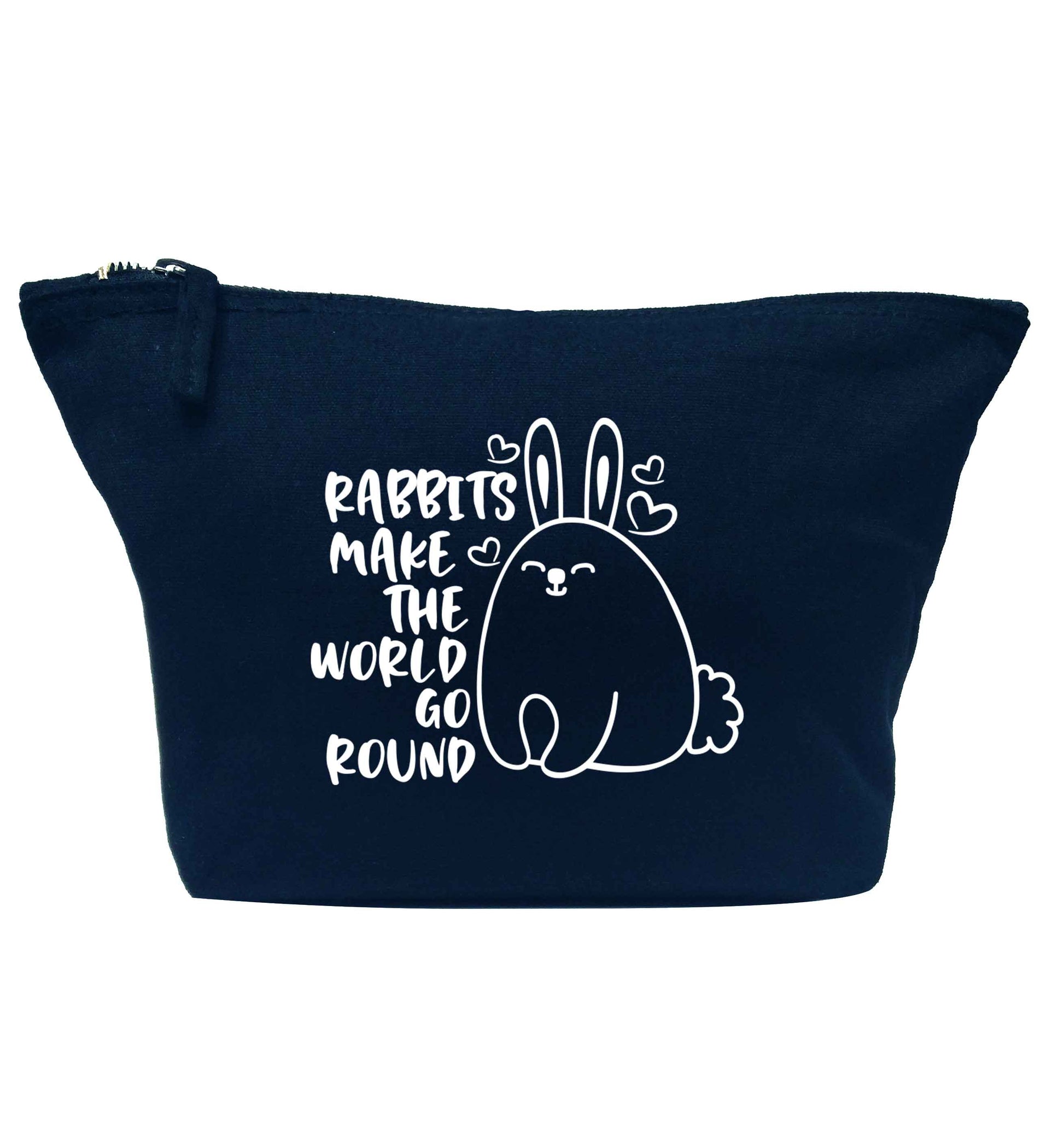 Rabbits make the world go round navy makeup bag