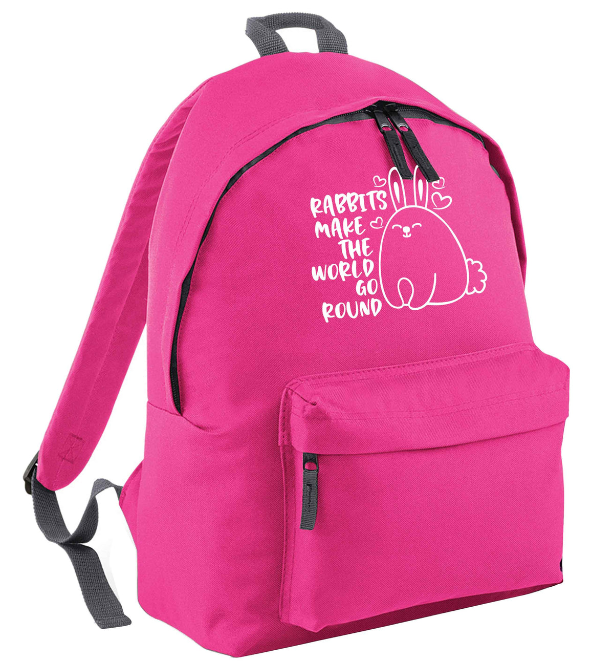 Rabbits make the world go round pink adults backpack