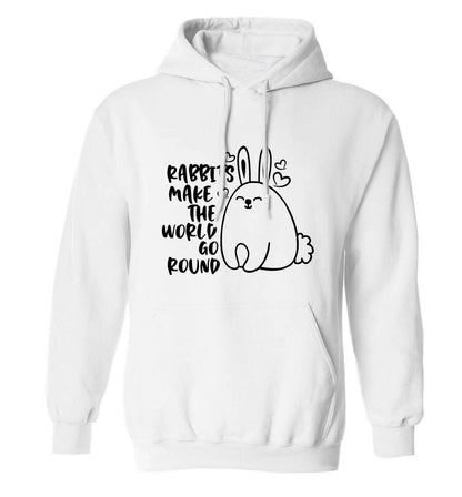 Rabbits make the world go round adults unisex white hoodie 2XL