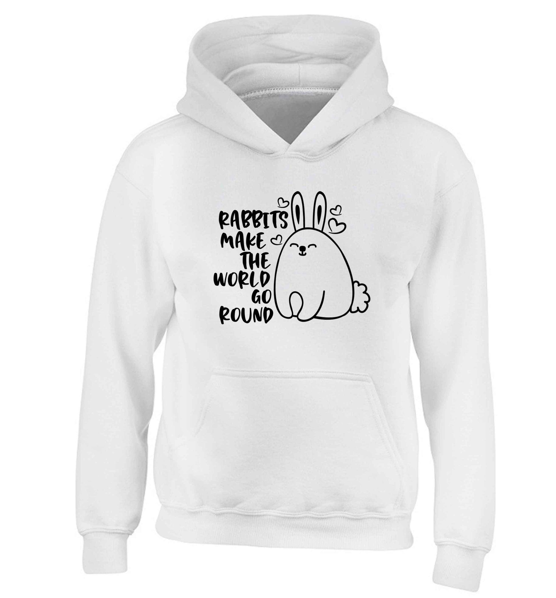 Rabbits make the world go round children's white hoodie 12-13 Years