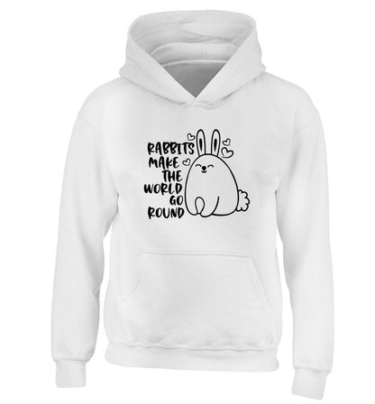 Rabbits make the world go round children's white hoodie 12-13 Years