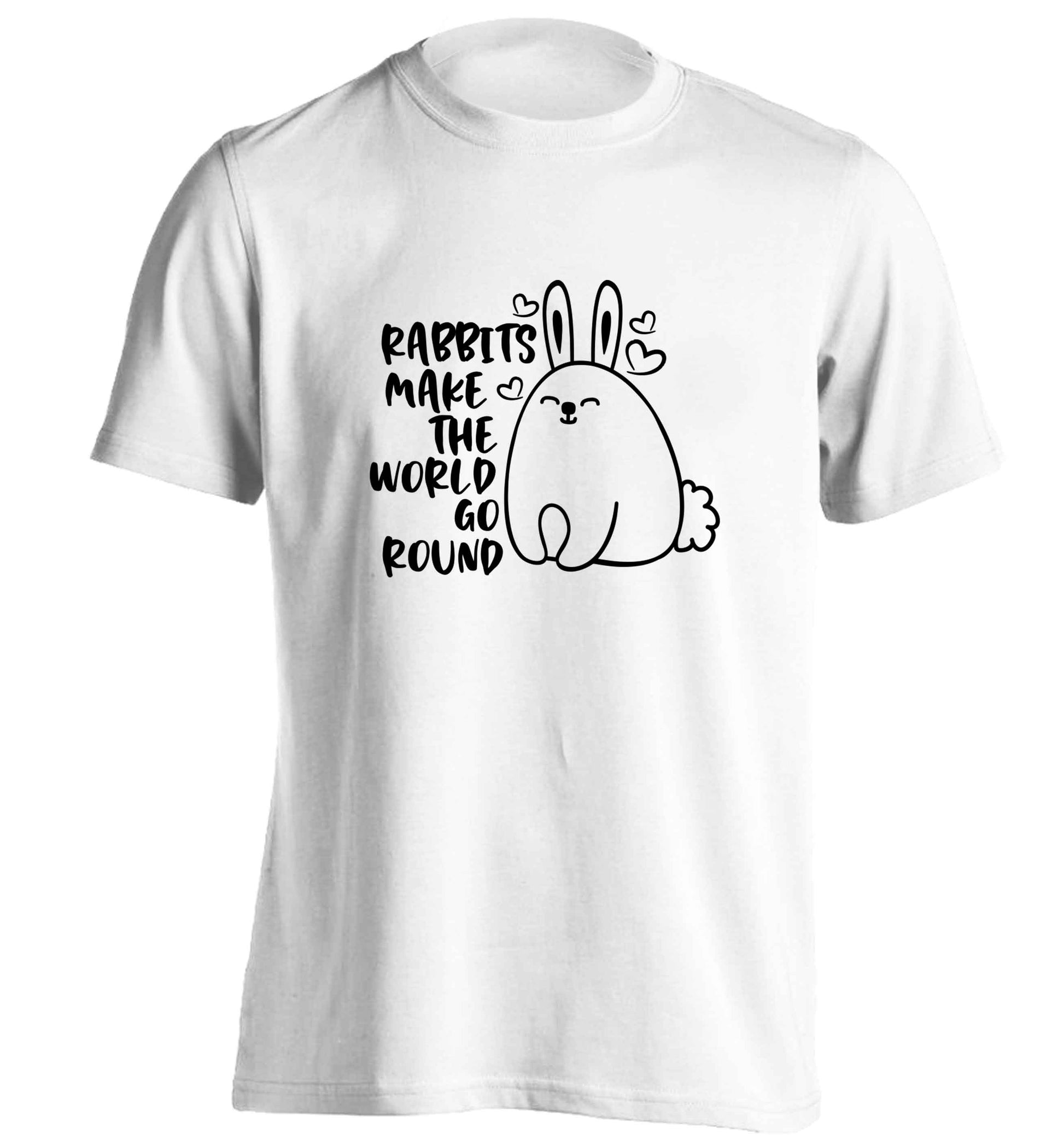 Rabbits make the world go round adults unisex white Tshirt 2XL