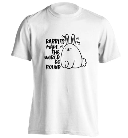 Rabbits make the world go round adults unisex white Tshirt 2XL