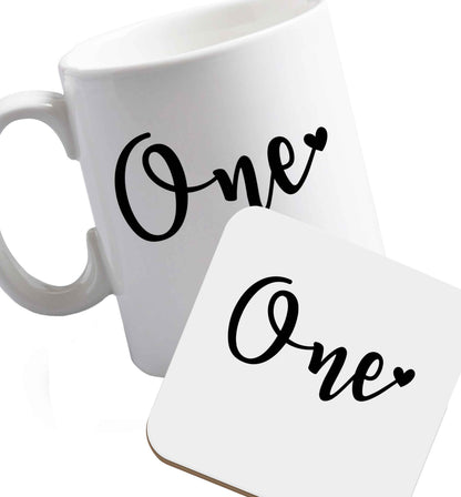10 oz Favourite Type Pan Pancake ceramic mug and coaster set right handed