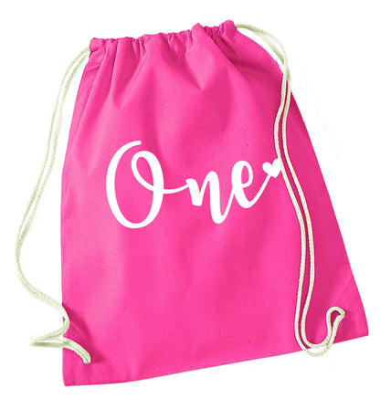 One pink drawstring bag