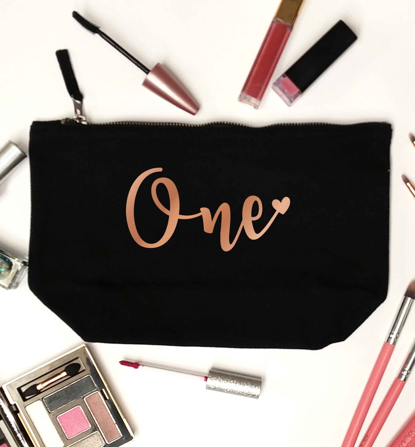 Rose Gold One black makeup bag