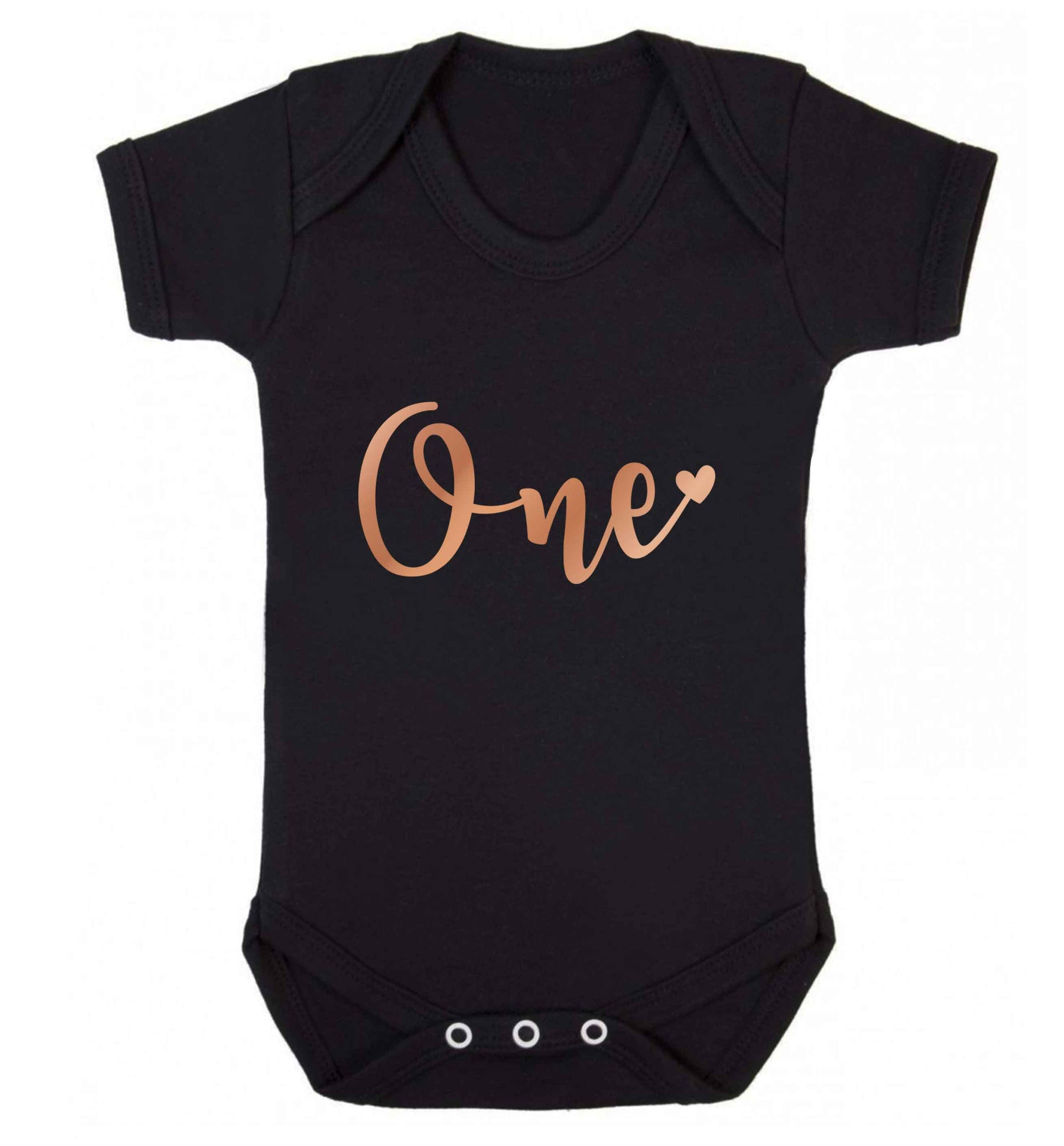 Rose Gold One baby vest black 18-24 months