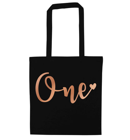 Rose Gold One black tote bag