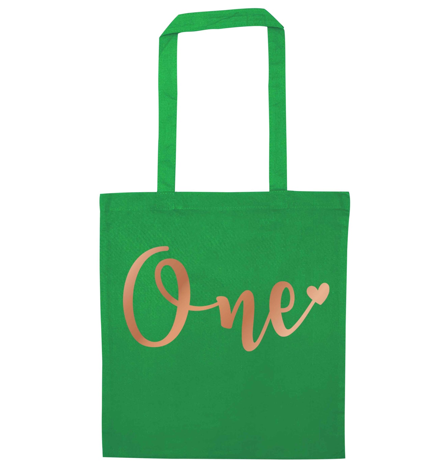 Rose Gold One green tote bag