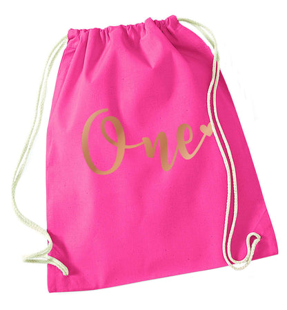 Rose Gold One pink drawstring bag