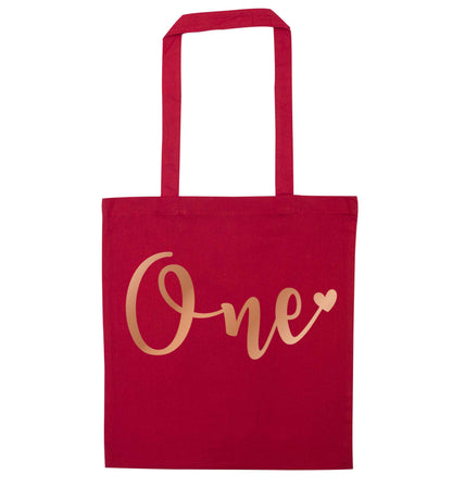 Rose Gold One red tote bag
