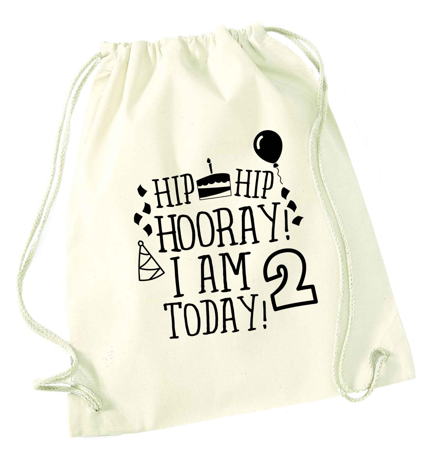 I'm 2 Today natural drawstring bag