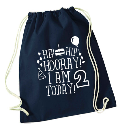 I'm 2 Today navy drawstring bag